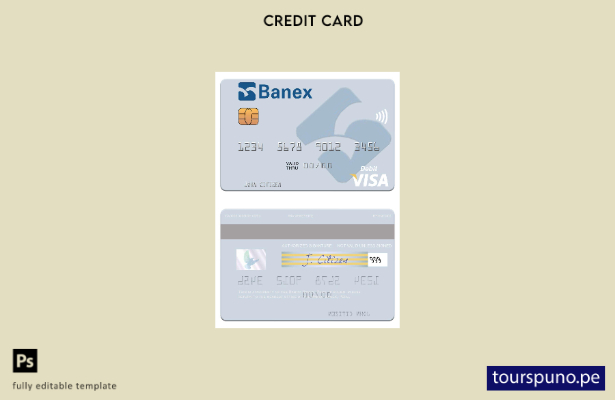 lista para imprimir plantilla de tarjeta de débito visa Perú Banco Banex